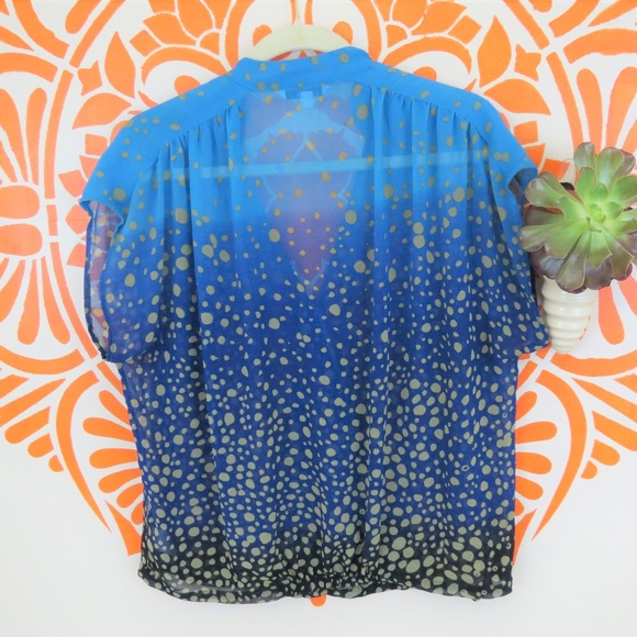 CAbi Sheer Blue Flowy Wrap Blouse - Picture 2 of 2